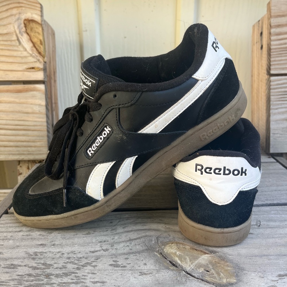 Reebok Men's Black and White Sneakers
